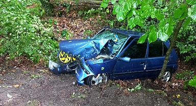 Karabükte Araç Şarampole Devrildi