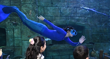 Trabzon Akvaryum'daki Deniz Kızı Gösterisi İzleyenleri Büyüledi 