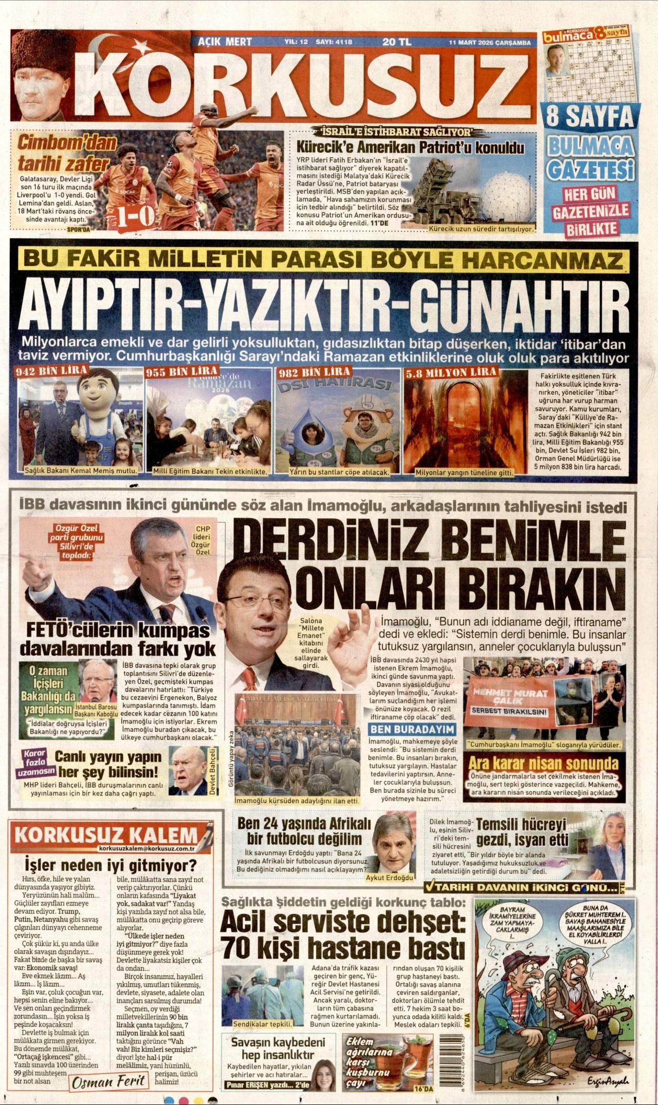 Korkusuz Gazete Manşeti